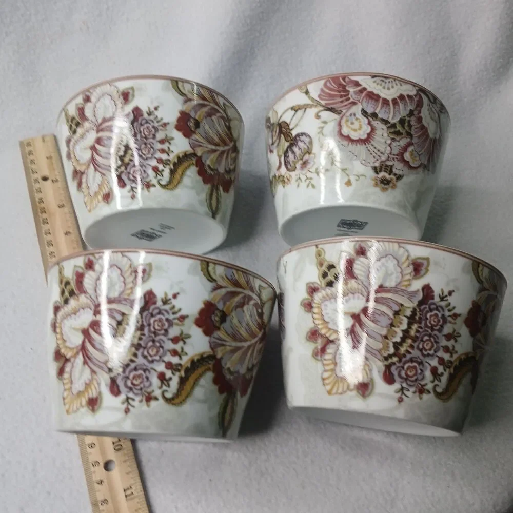 4 Gabrielle Cream Individual Appetizer Bowls Porcelain 222 Fifth Discontinued